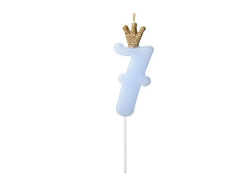 Picture of CANDLE CROWN LIGHT BLUE NUMBER 7